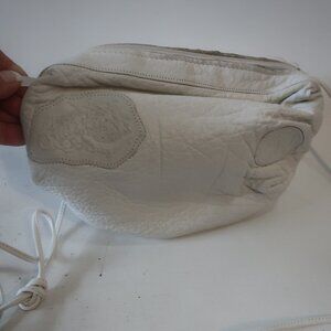 Women Carlos Falchi White Embossed Buffalo Leather Mini Butterfly Crossbody Bag